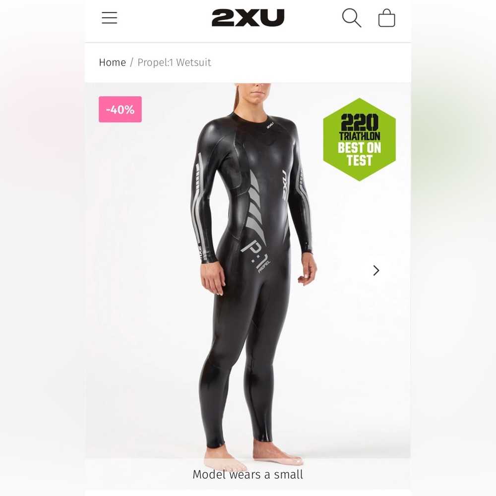 2XU Women's Full Long Sleeve Wetsuit Small Tall Propel P:1 black/silver